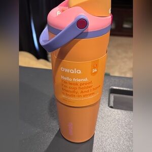 Owala Orange and Pink Water Bottle with Straw